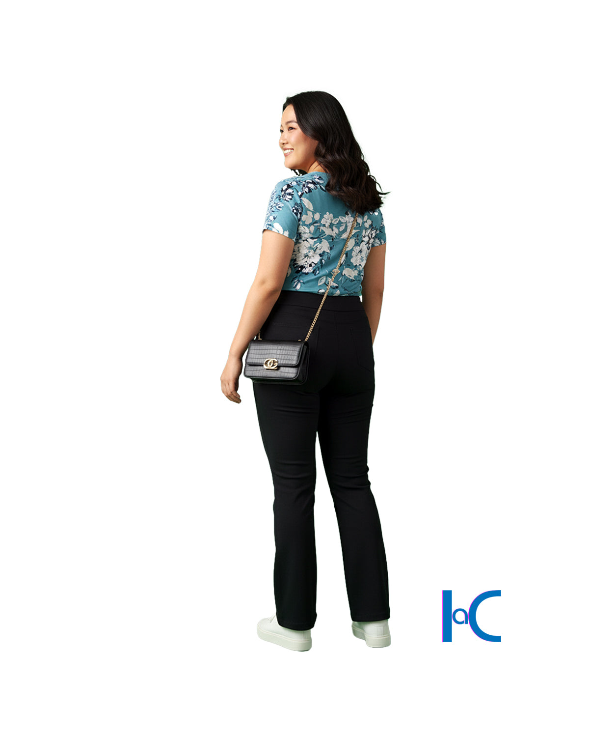 BLACK HIGH-RISE FLARE LEG PANTS