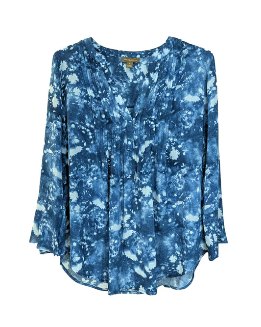 SUN OCEAN NIGHT PLEATED PINTUCK BLOUSE