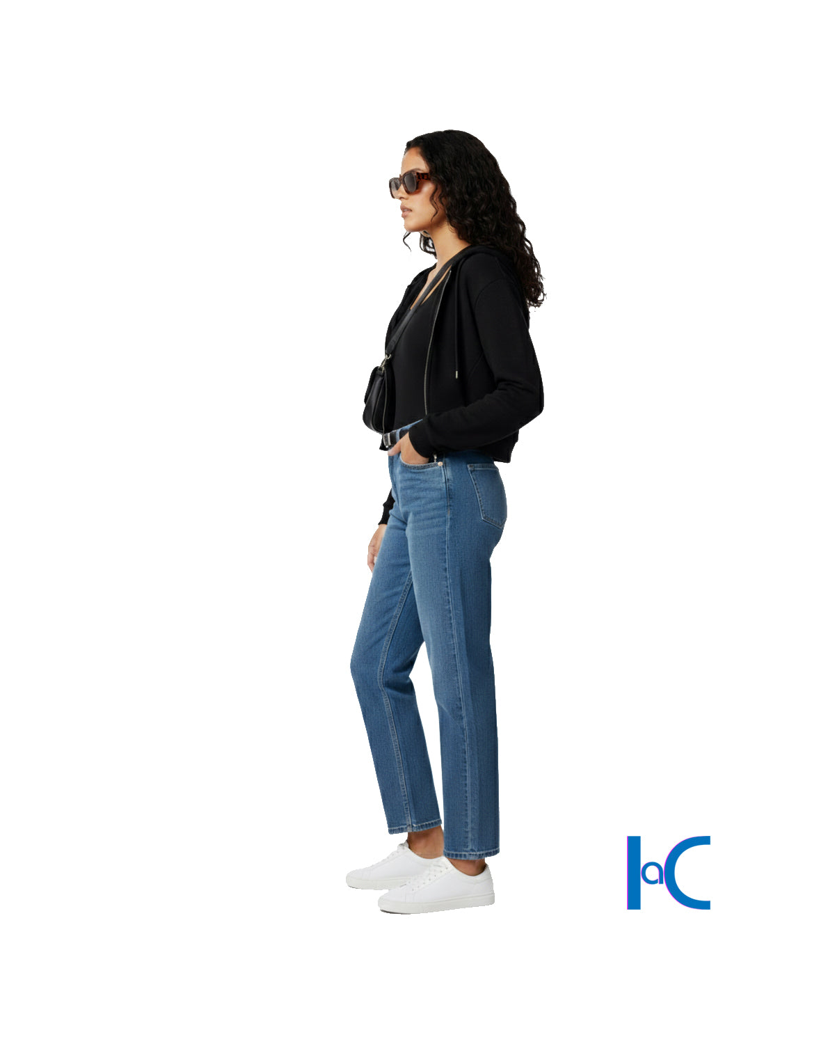 BLACK BOXY CROPPED ZIP-UP HOODIE