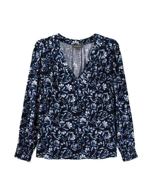 FLORAL PRINT V-NECK WOMEN'S TOP