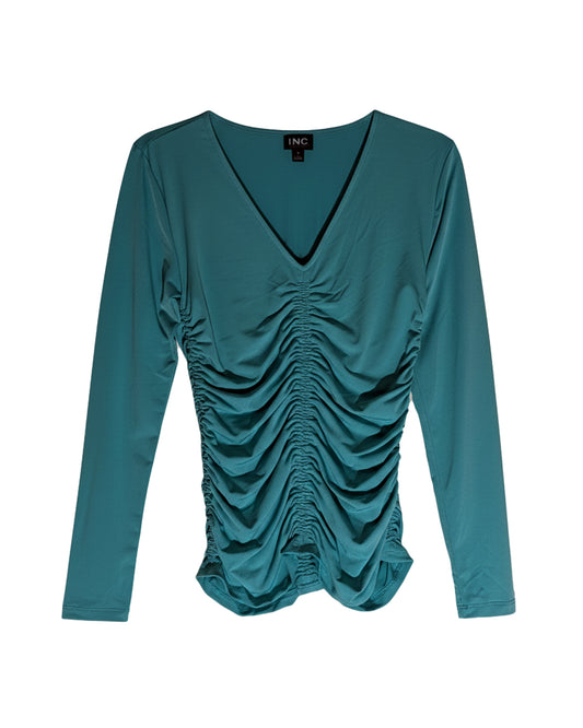 WOMEN'S LONG SLEEVE SHIRRED TOP