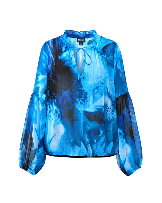 FLORAL PRINT BOW TIE BLOUSE