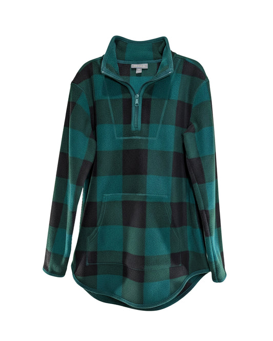 WOMEN'S HALF ZIP PLAID FLEECE PULLOVER