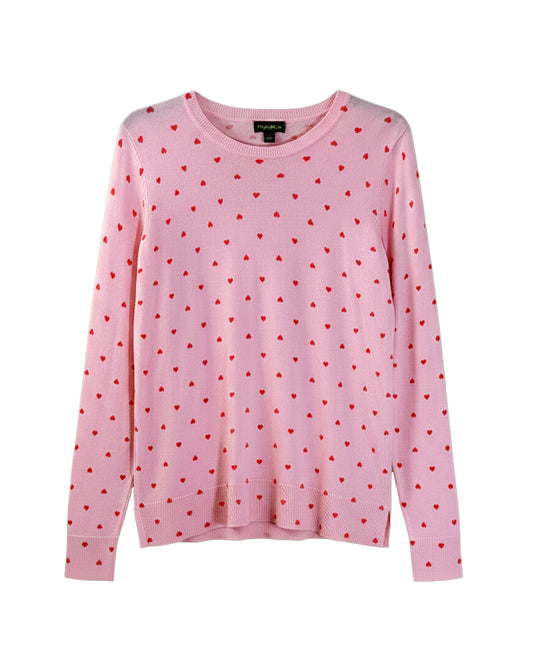 HEART FIJI PINK LONG SLEEVE SWEATER