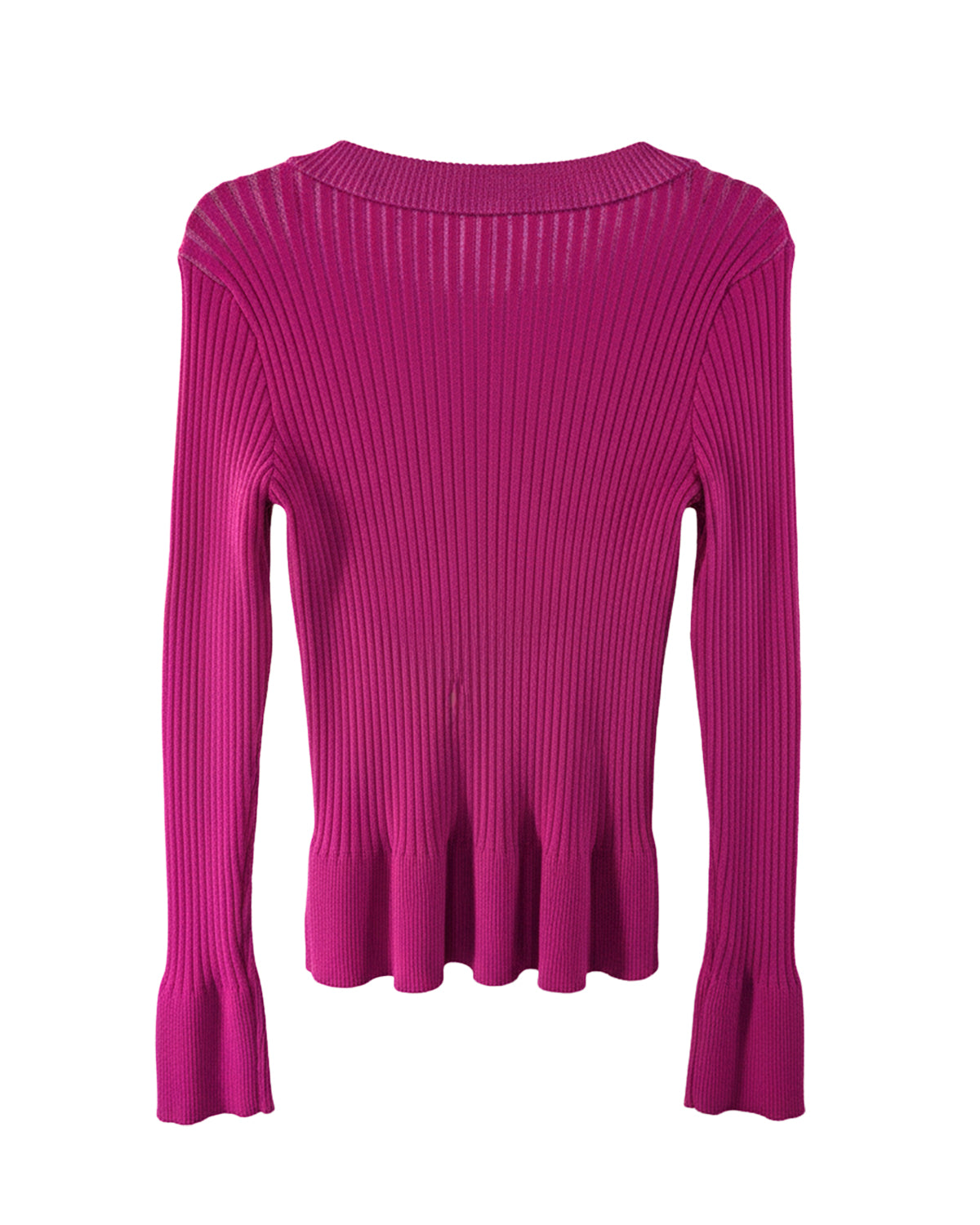 PINK RIBBED V-NECK SWEATER
