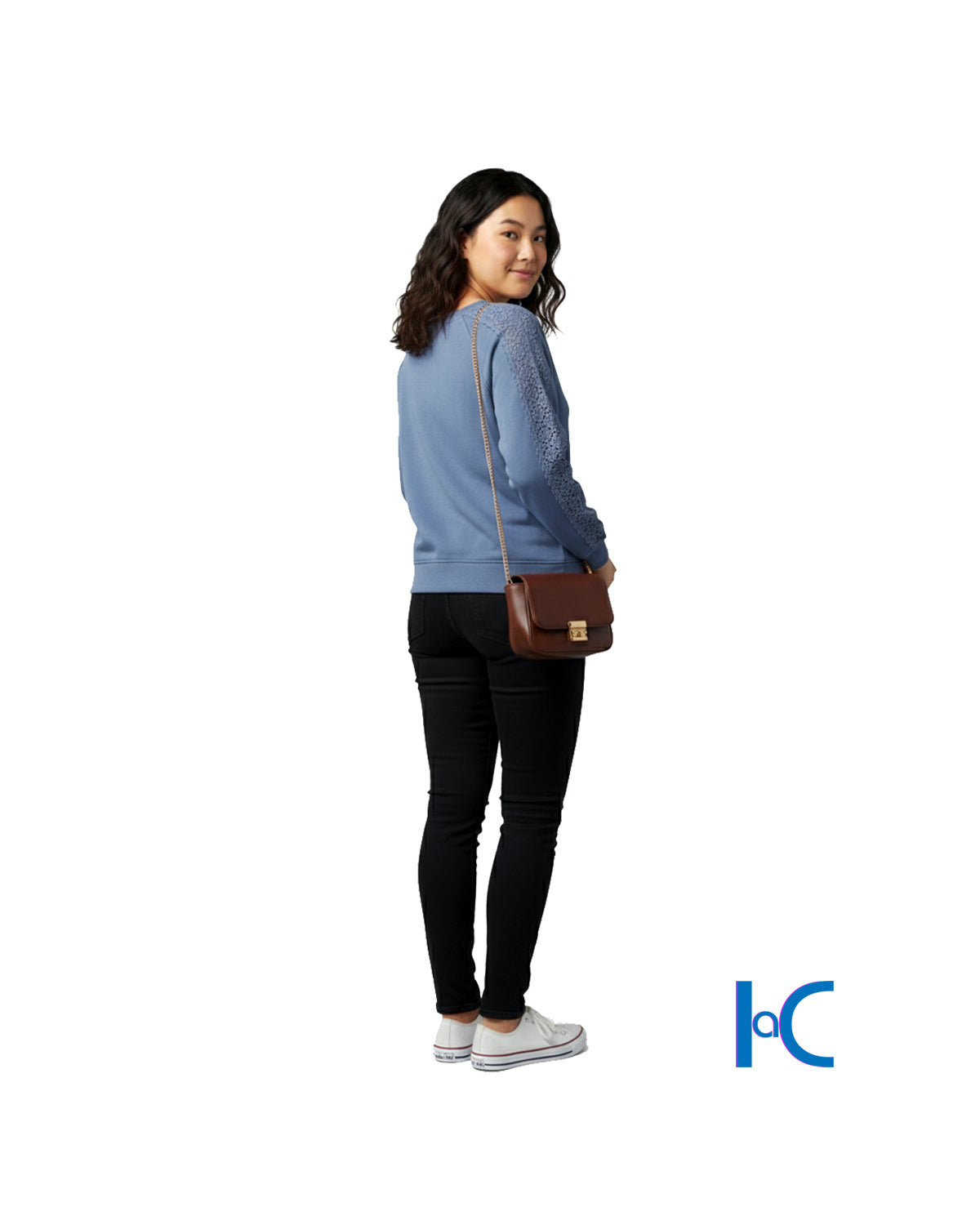 WOMEN'S LACE-TRIM SLEEVE SWEATSHIRT