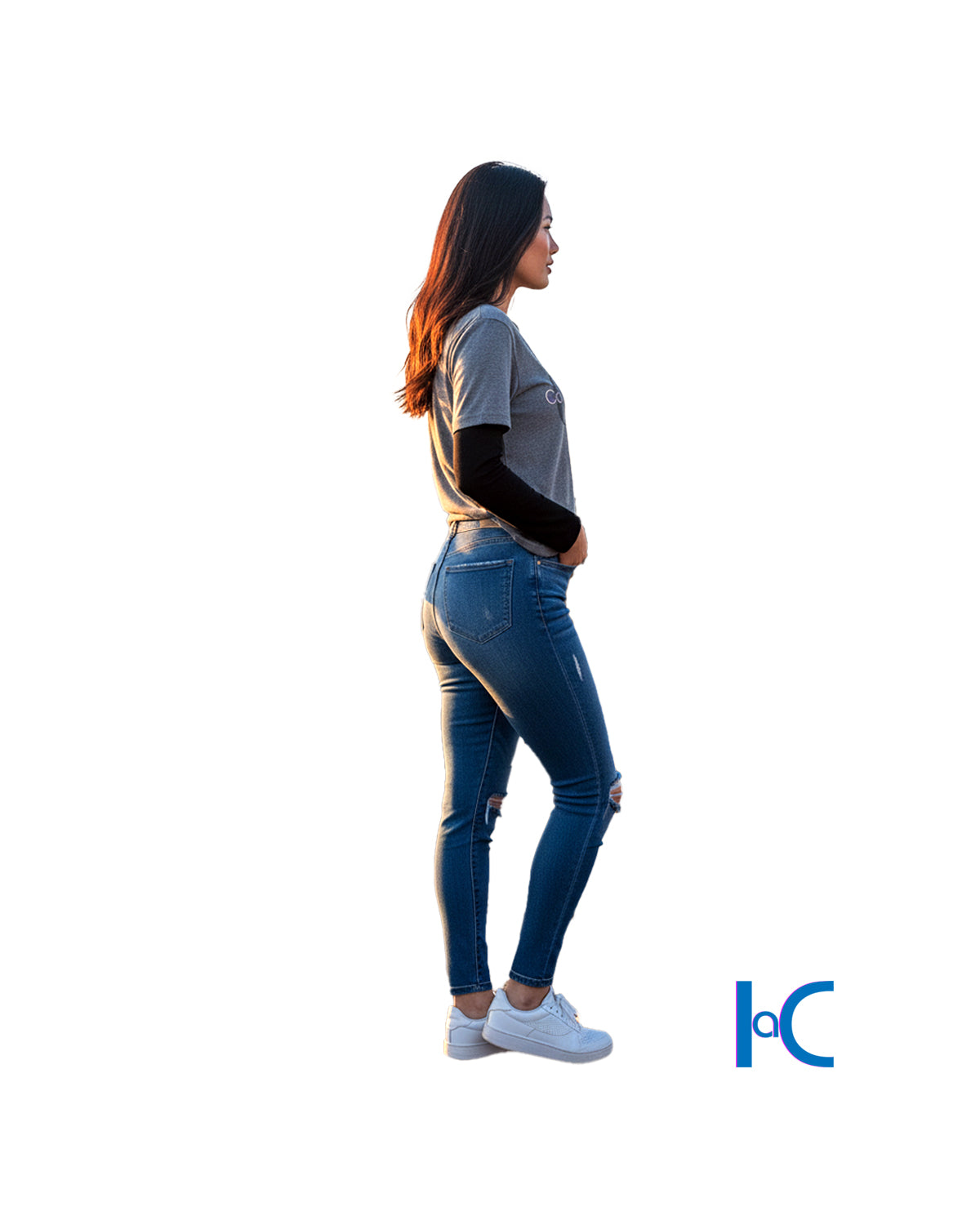 CK JEANS MONOGRAM LAYERED-LOOK TEE