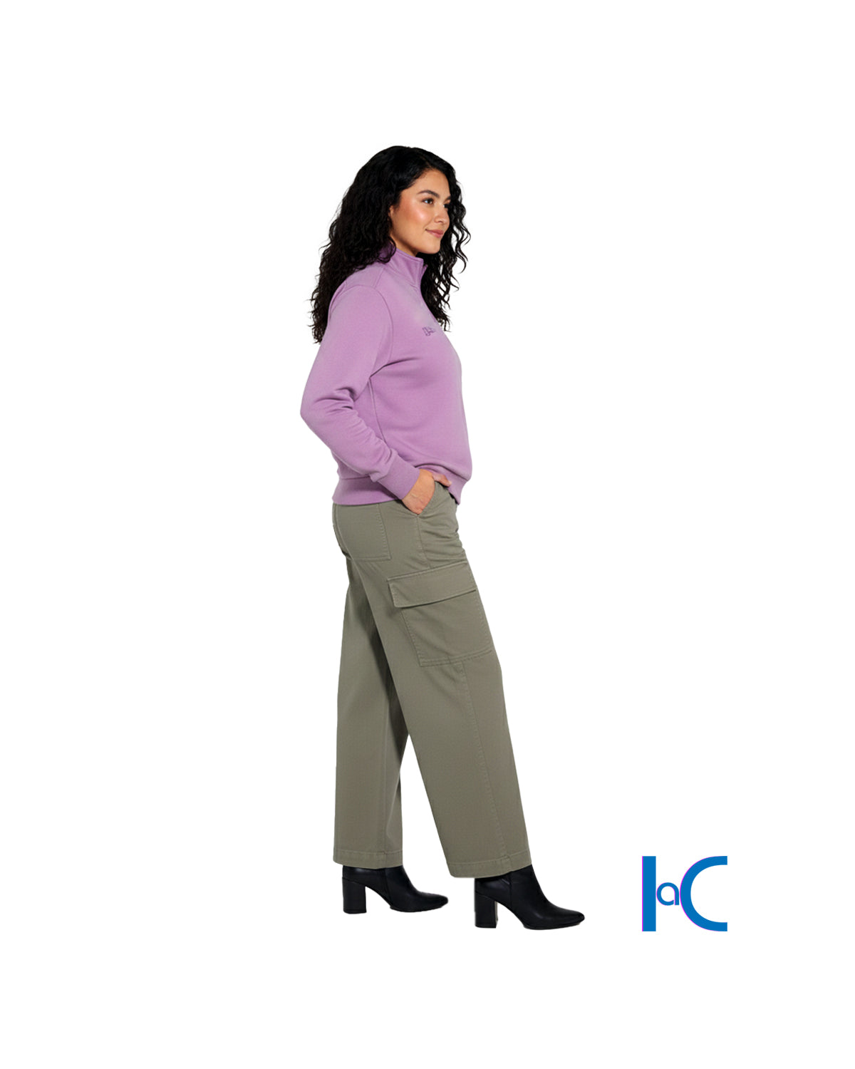 ELASTIC-BACK WIDE LEG CARGO PANTS