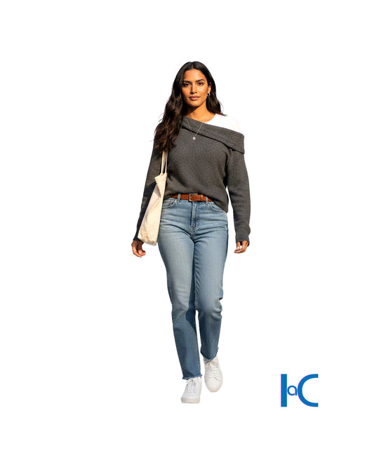 OFF-THE-SHOULDER KNIT CROP SWEATER