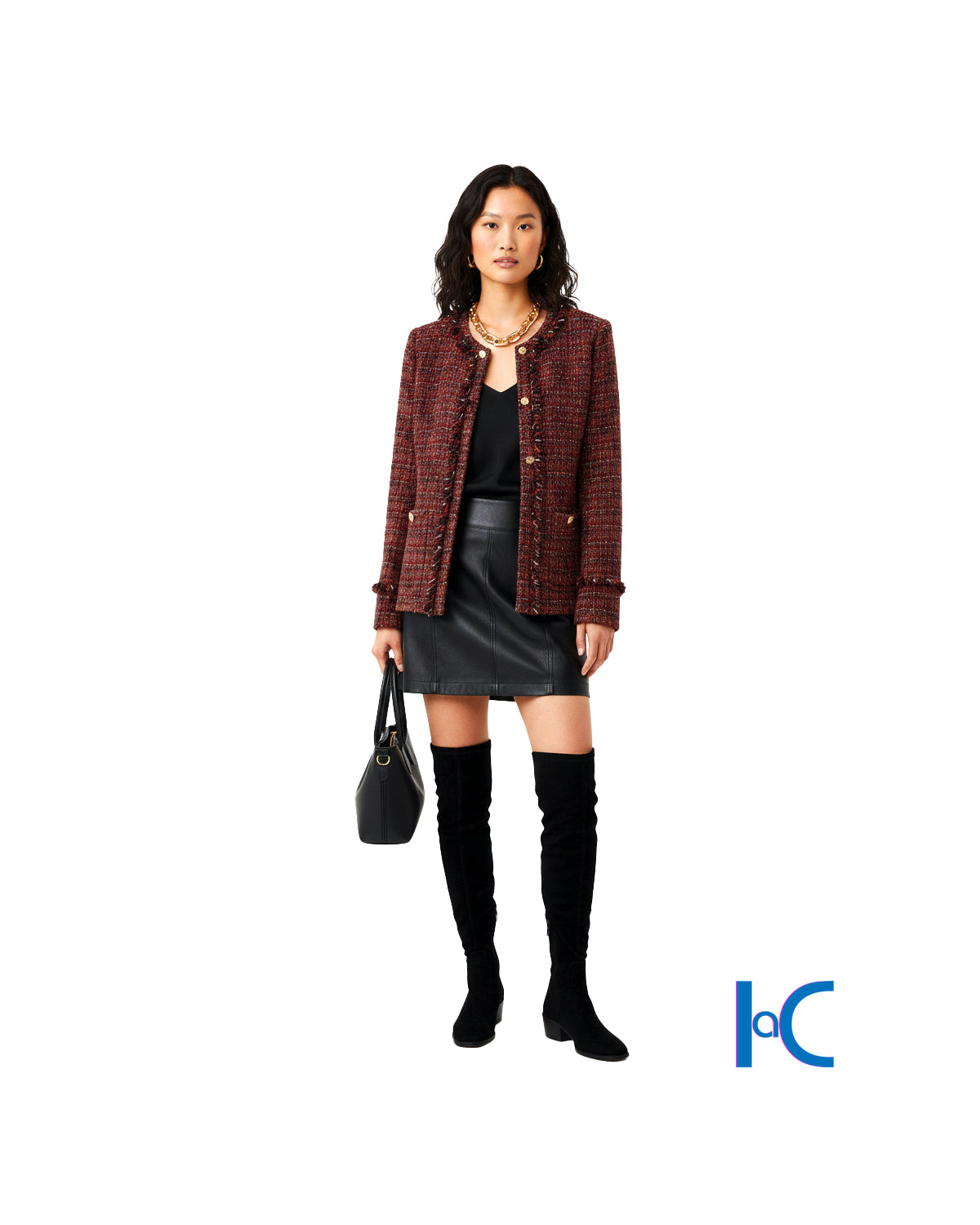 ANNE KLEIN OPEN-FRONT TWEED BLAZER