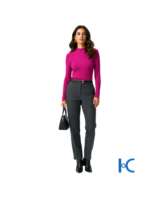 PINK TUTU RIBBED KNIT TURTLENECK TOP