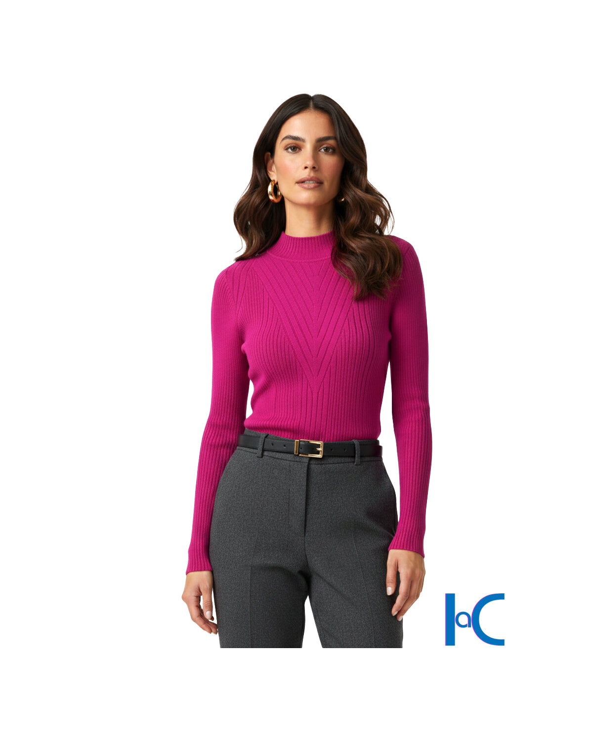 PINK TUTU RIBBED KNIT TURTLENECK TOP