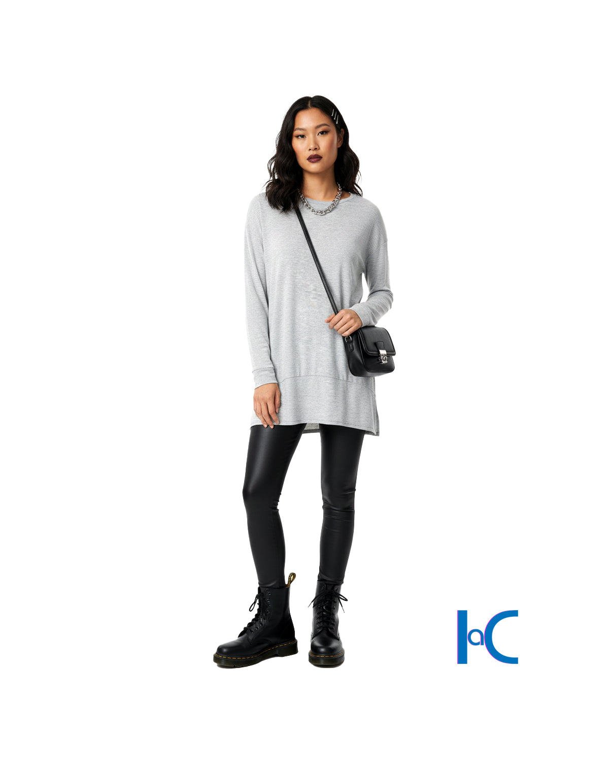 WOMEN'S HEATHER GREY HIGH-LOW TUNIC