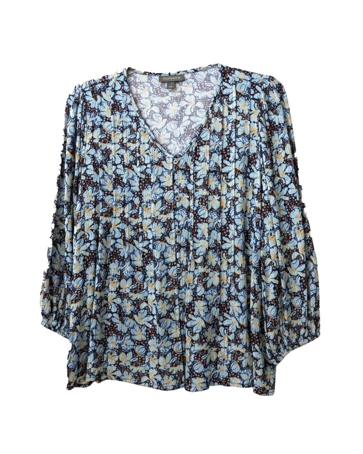 PINTUCK BUTTON-FRONT BLOUSE