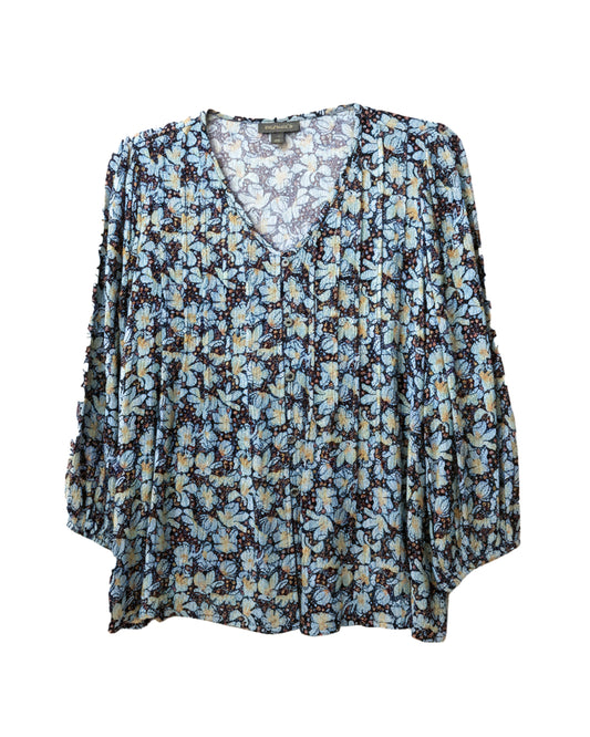 PINTUCK BUTTON-FRONT BLOUSE