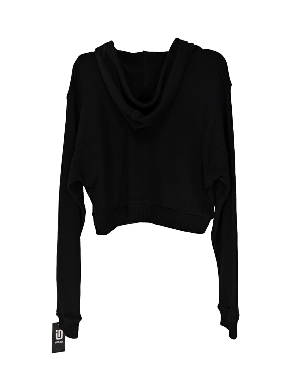 BLACK BOXY CROPPED ZIP-UP HOODIE
