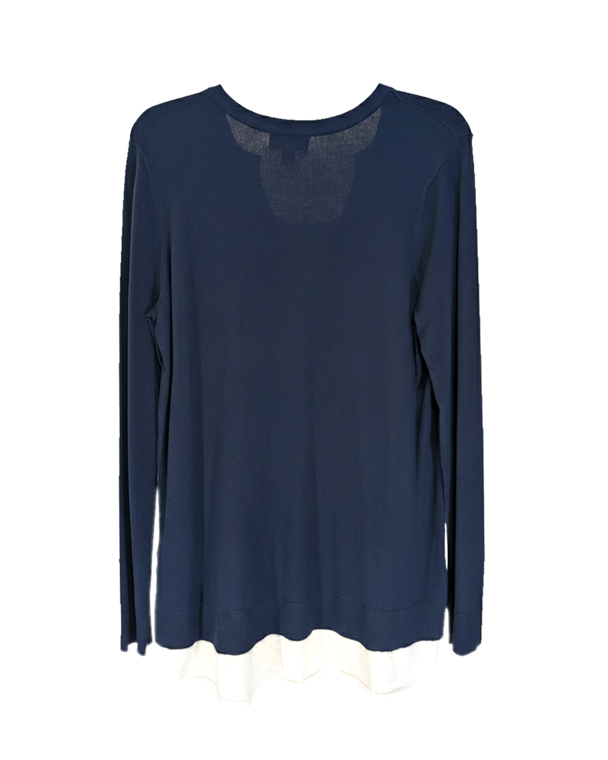 TWO-FER LAYERED V-NECK BLUE SWEATER