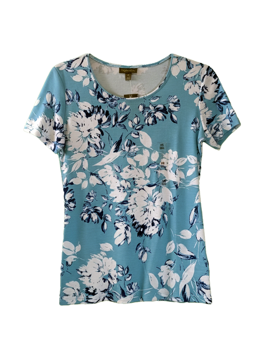 FLORAL PRINT SCOOP-NECK TEE