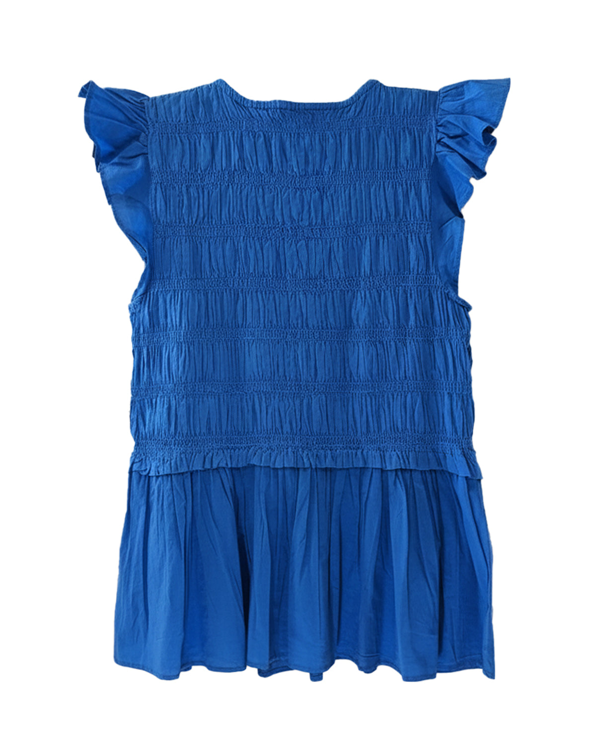 FLUTTER-SLEEVE SMOCKED PEPLUM