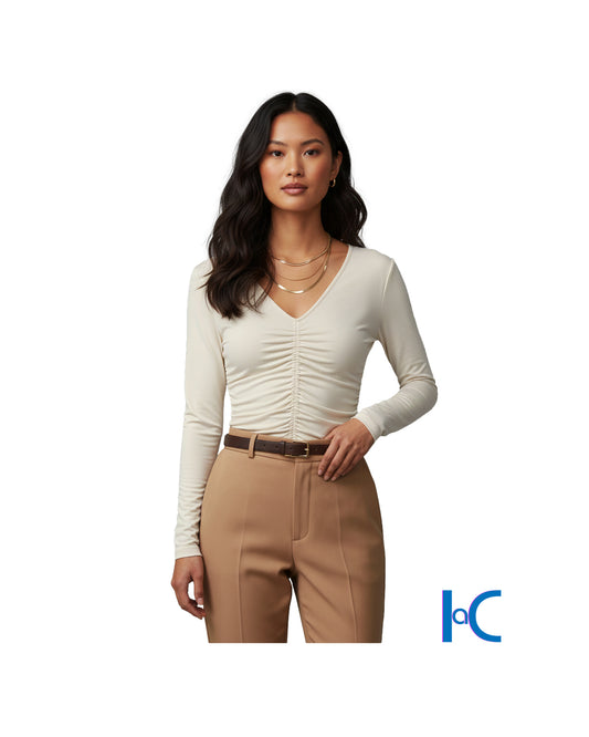 RUCHED CENTER-SEAM VINTAGE CREAM TOP