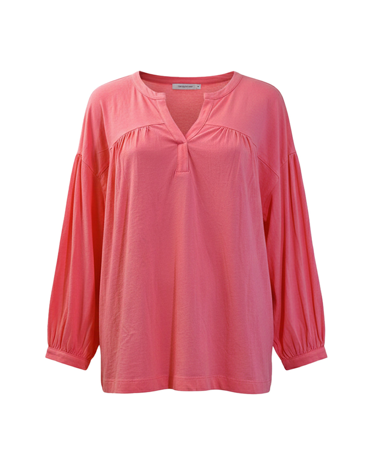WOMEN'S SALMON ROSE SPLIT-NECK TOP