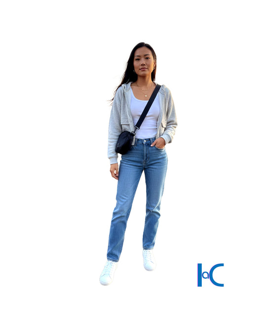 HEATHER GRAY CROPPED CARGO HOODIE