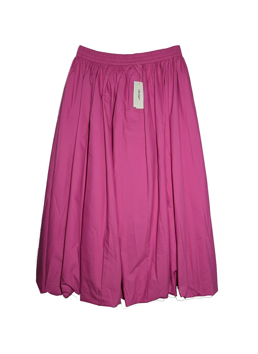 PINK COTTON POPLIN BUBBLE MIDI SKIRT