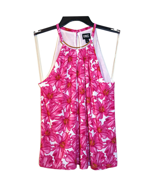 FLORAL PRINT HALTER NECK BLOUSE