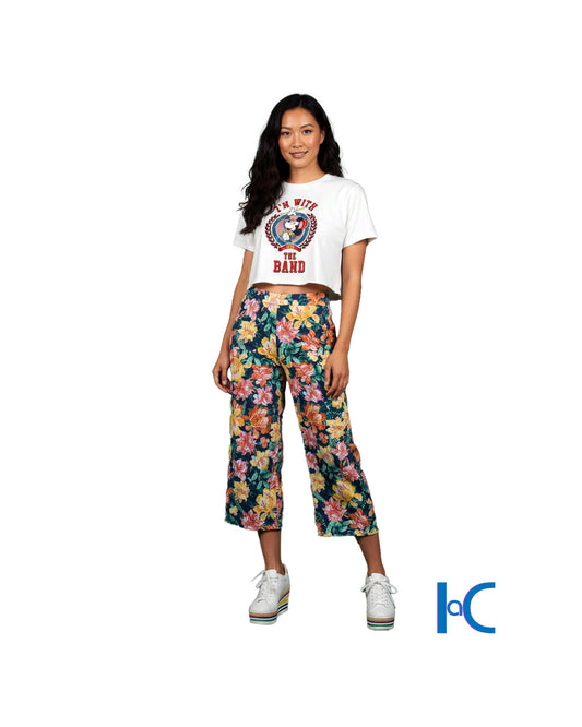 ELASTIC WAIST WIDE-LEG FLORAL PALAZZO