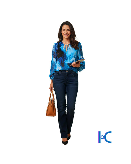 FLORAL PRINT BOW TIE BLOUSE