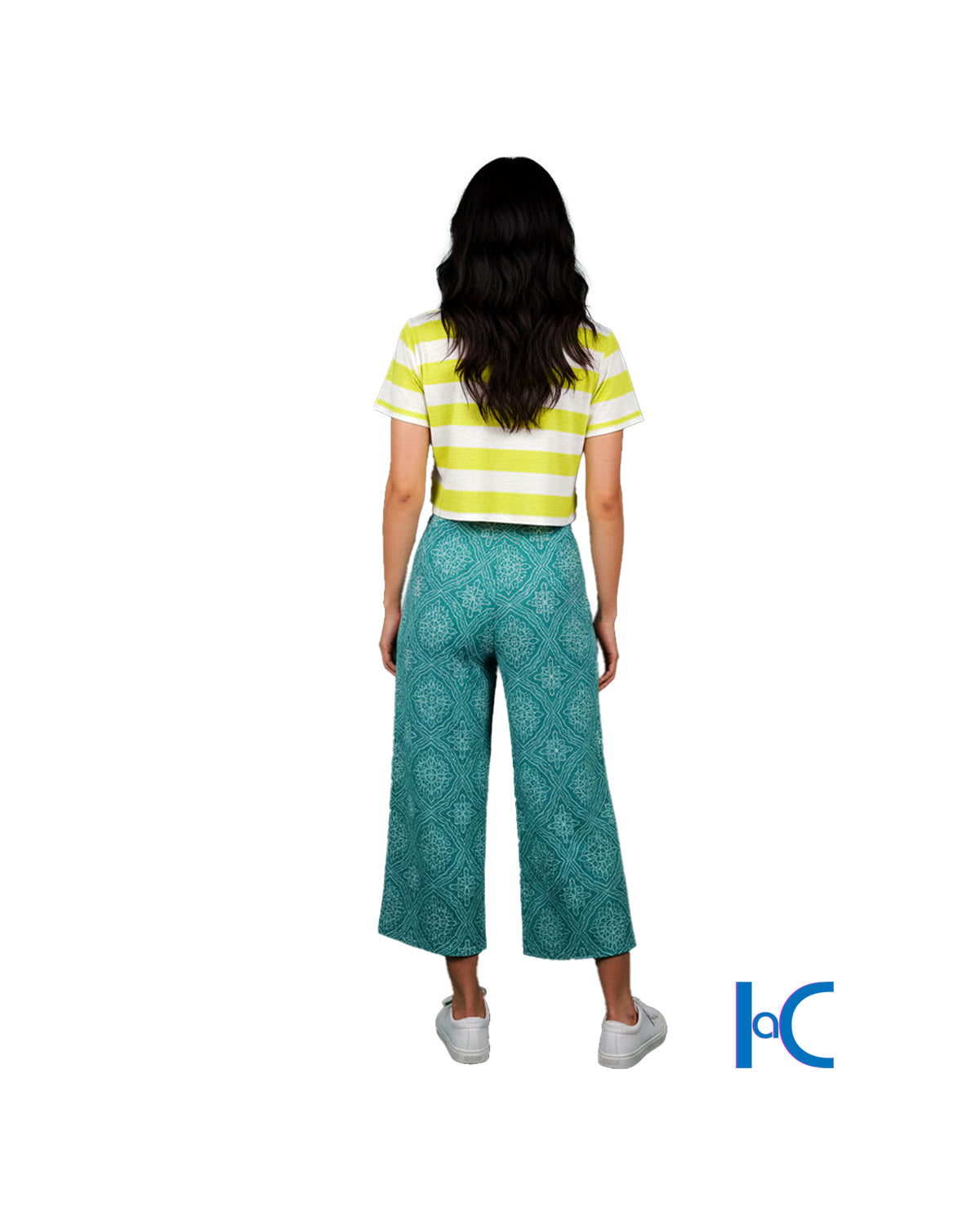 ELASTIC WAIST WIDE-LEG GEOM PALAZZO