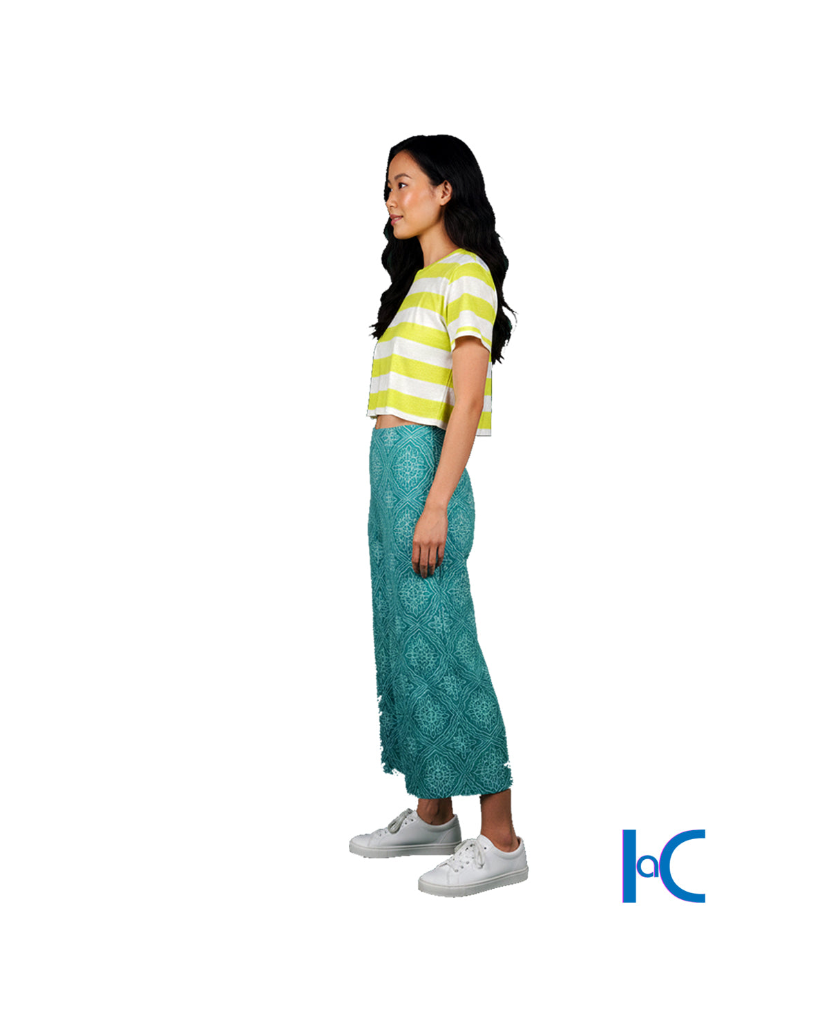 ELASTIC WAIST WIDE-LEG GEOM PALAZZO