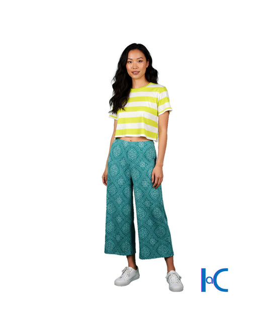 ELASTIC WAIST WIDE-LEG GEOM PALAZZO