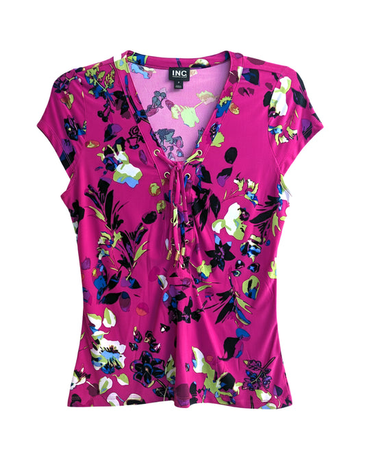 FLORAL PRINT TIE-FRONT TOP