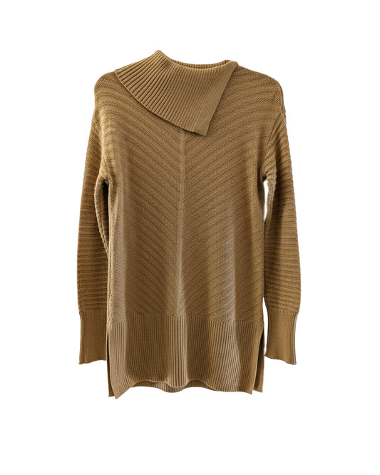 RIBBED ASYMMETRIC-COLLAR TUNIC SWEATER