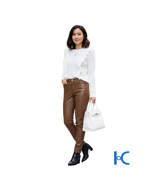 WOMEN'S WHITE RUFFLE SWEATER