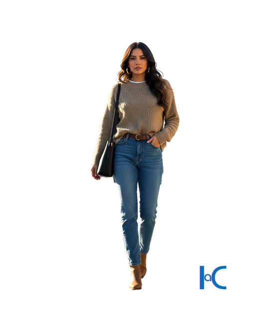 OVERSIZE BOUCLE CREWNECK SWEATER