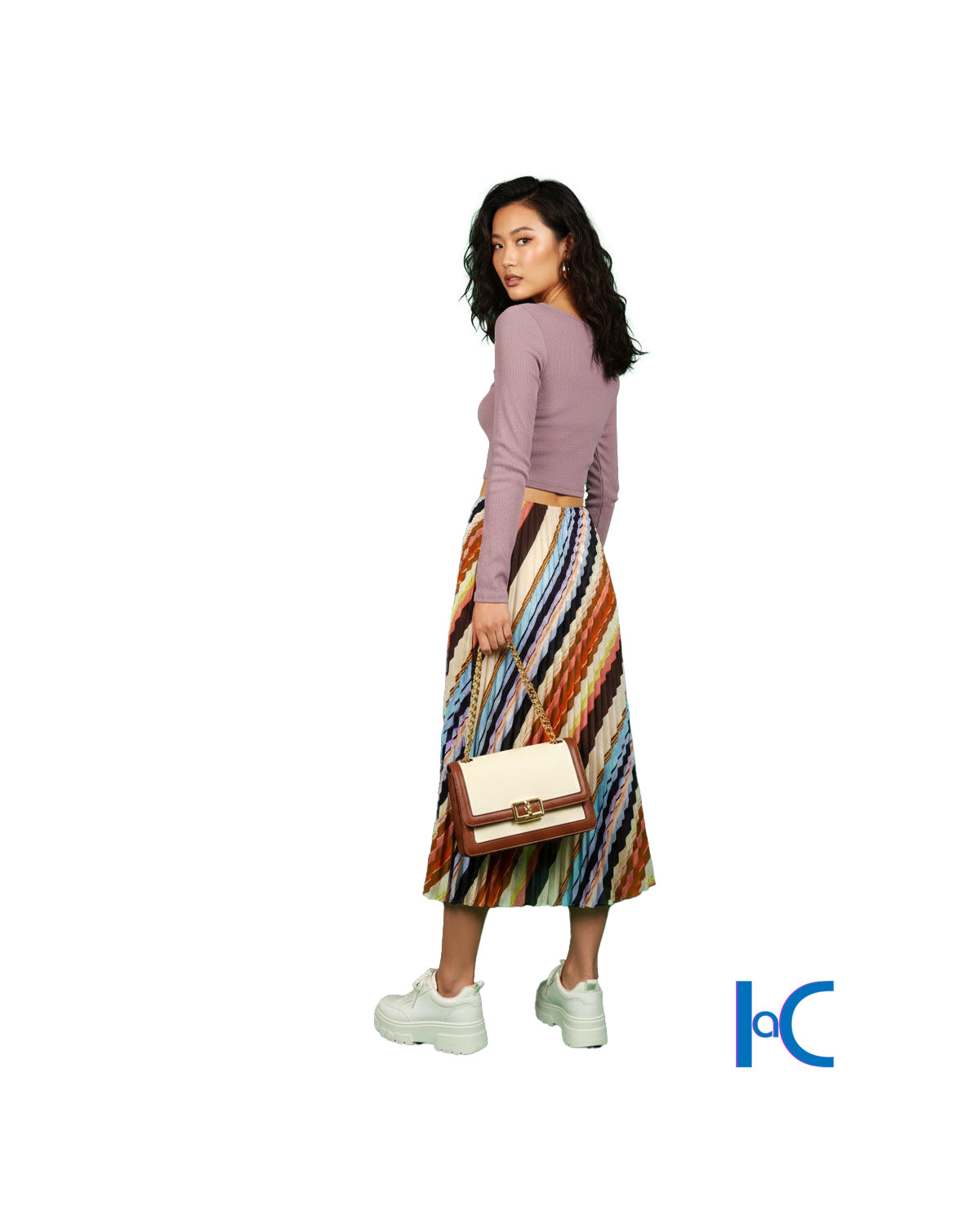 PASTEL ROSE PLEATED MAXI SKIRT