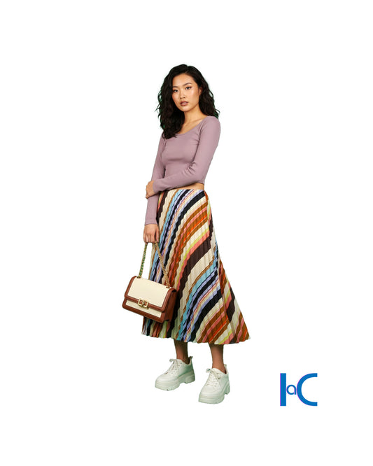 PASTEL ROSE PLEATED MAXI SKIRT