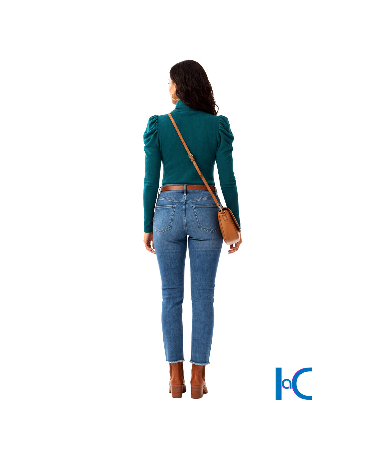 PUFF-SLEEVE RIBBED TURTLENECK TOP