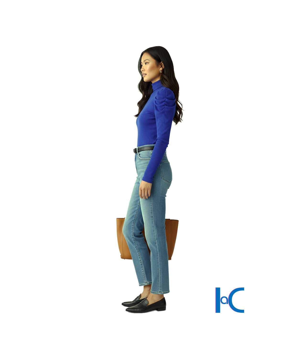 PUFF-SLEEVE RIBBED TURTLENECK TOP