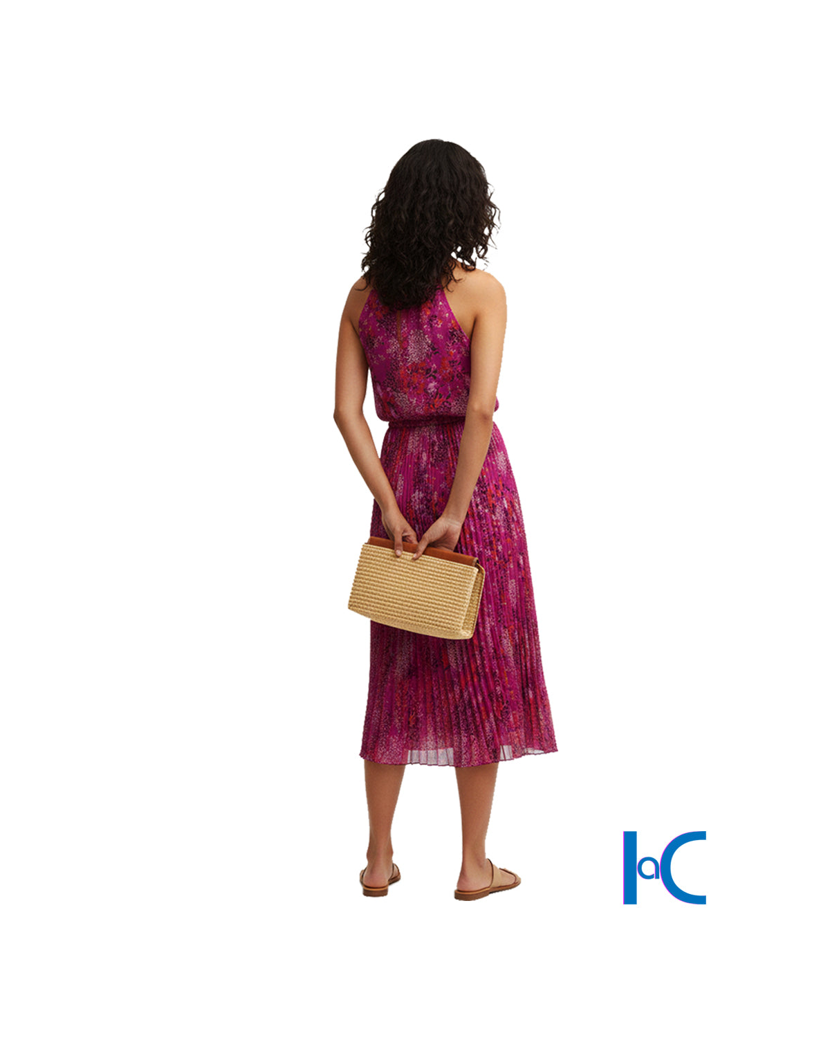 MAGENTA FLORAL MOON BOW-TIE DRESS