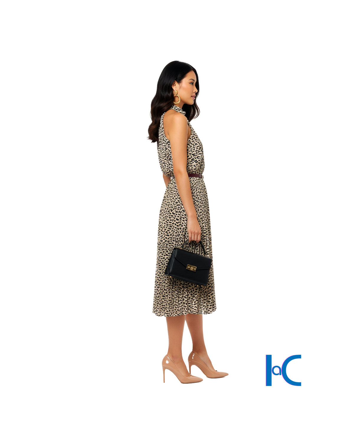 SUNSET NUDE FLORAL BOW-TIE DRESS