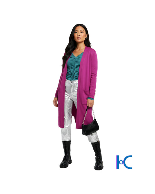 LONG PETUNIA PINK KNIT CARDIGAN