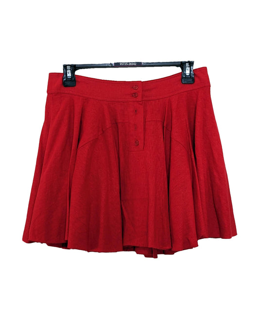 LINEN BLEND BUTTON-FRONT MINI SKIRT