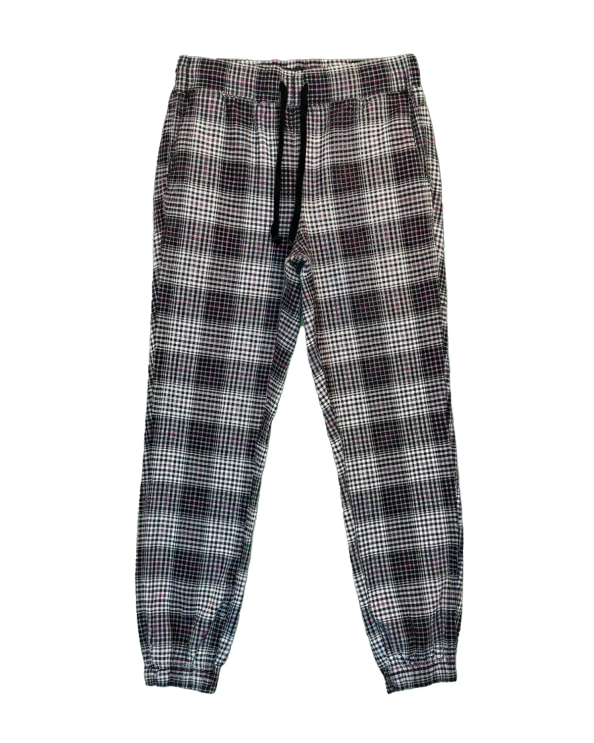 WHITE PINK PLAID JOGGER PANTS