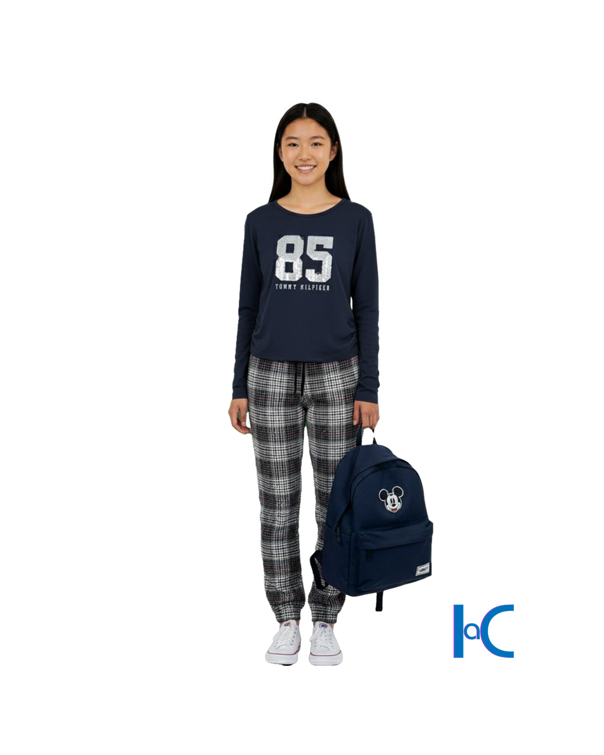 WHITE PINK PLAID JOGGER PANTS