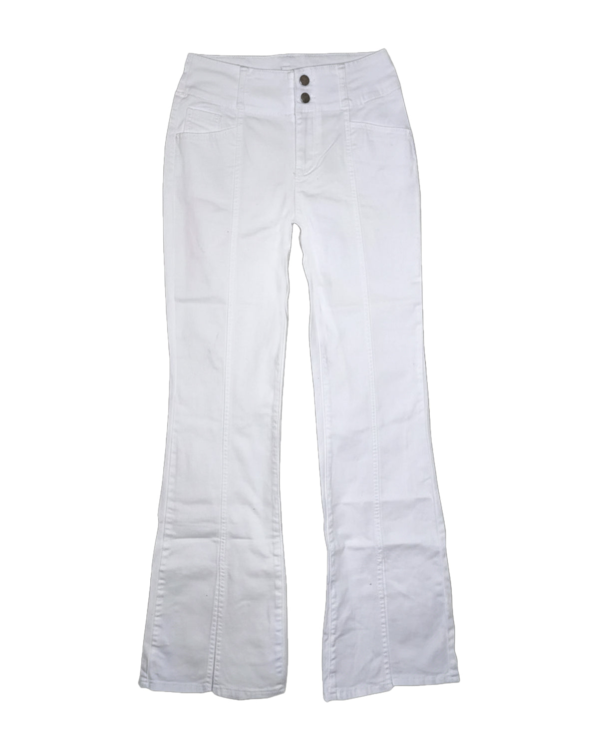 WHITE HIGH-RISE FLARE LEG DENIM