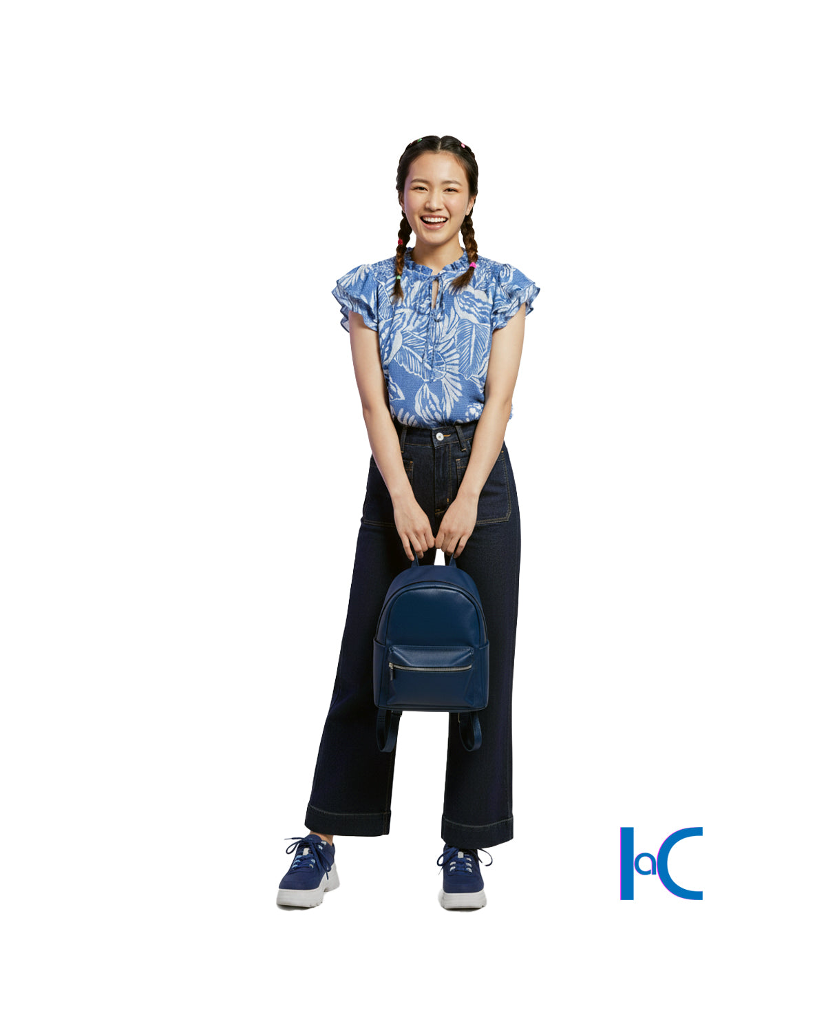 TIE-FRONT RUFFLE CREW NECK  TOP