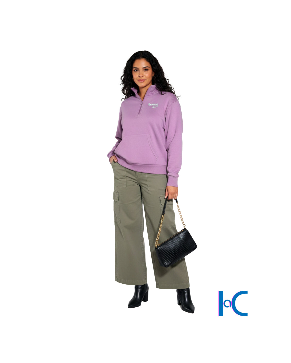 ELASTIC-BACK WIDE LEG CARGO PANTS
